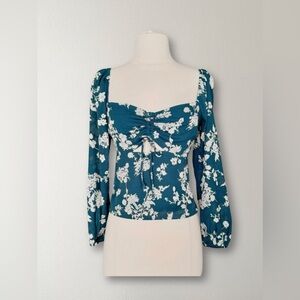 ABERCROMBIE & FITCH Green Floral Peasant Blouse XS - brand new never worn